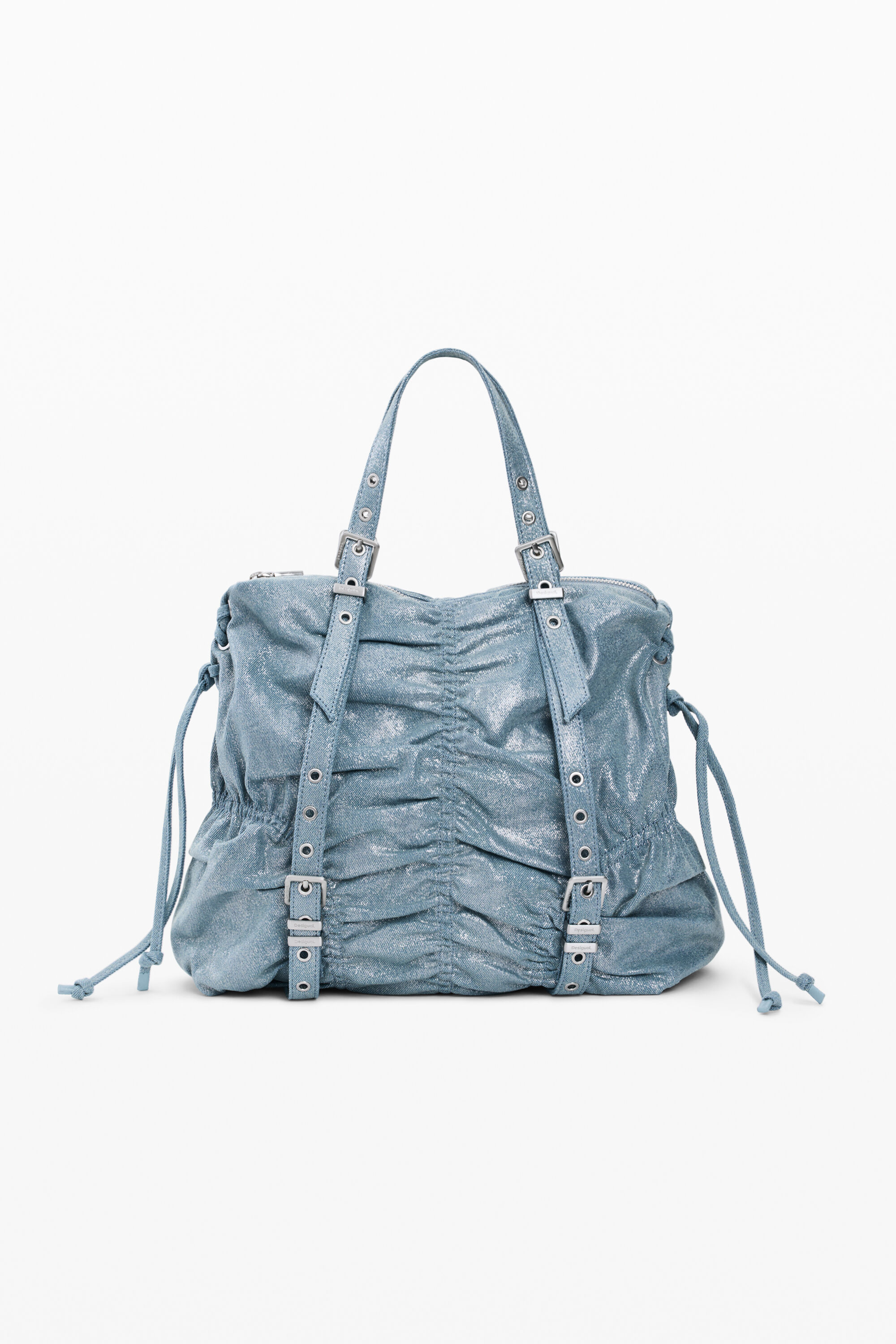 Medium ruched denim backpack
