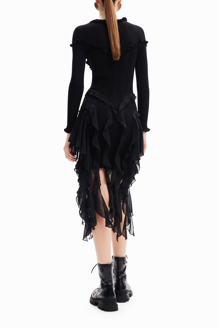 María Escoté ribbed ruffle dress | Desigual