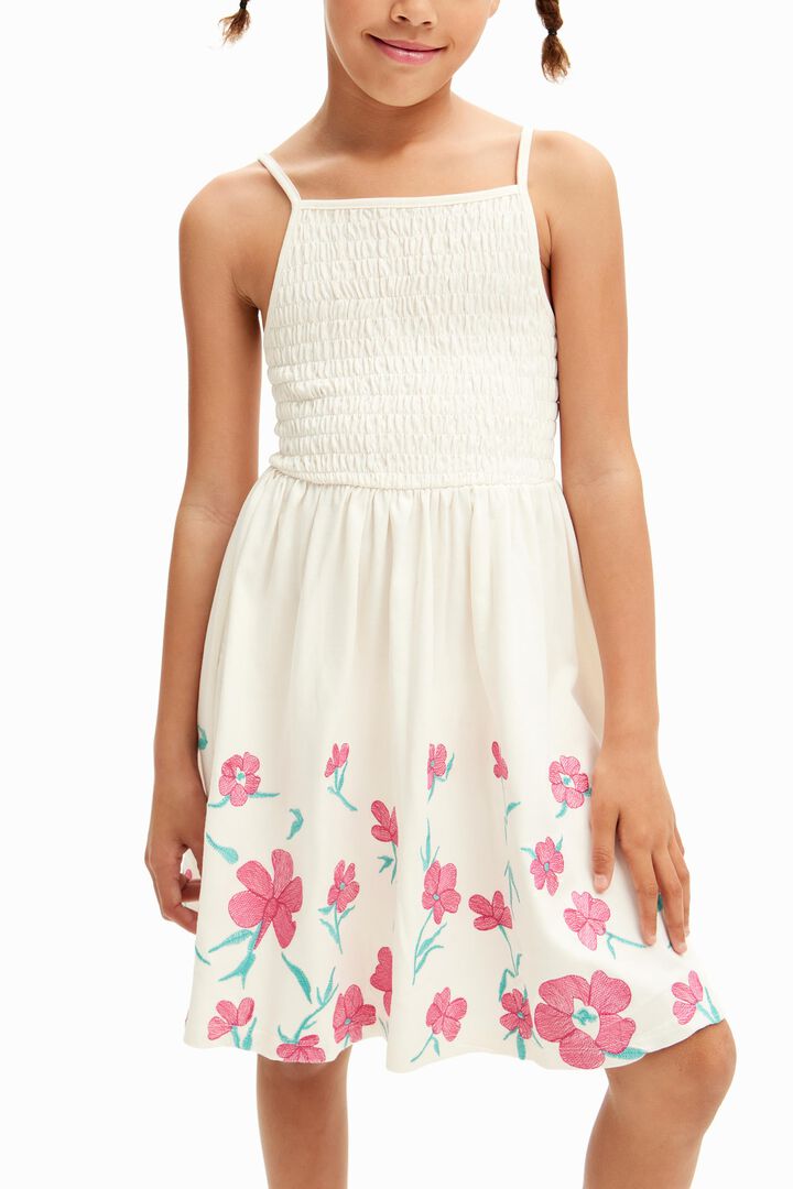 Strappy floral embroidery dress | Desigual