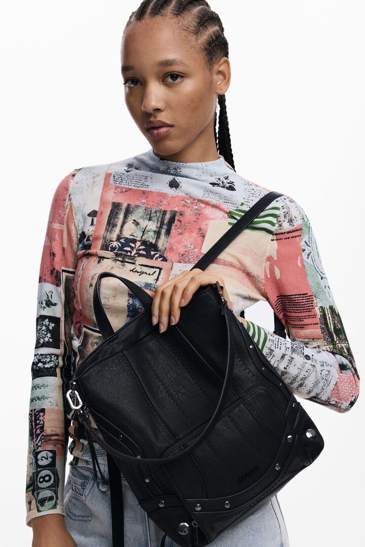 Petit sac à dos effet cuir patchwork | Desigual