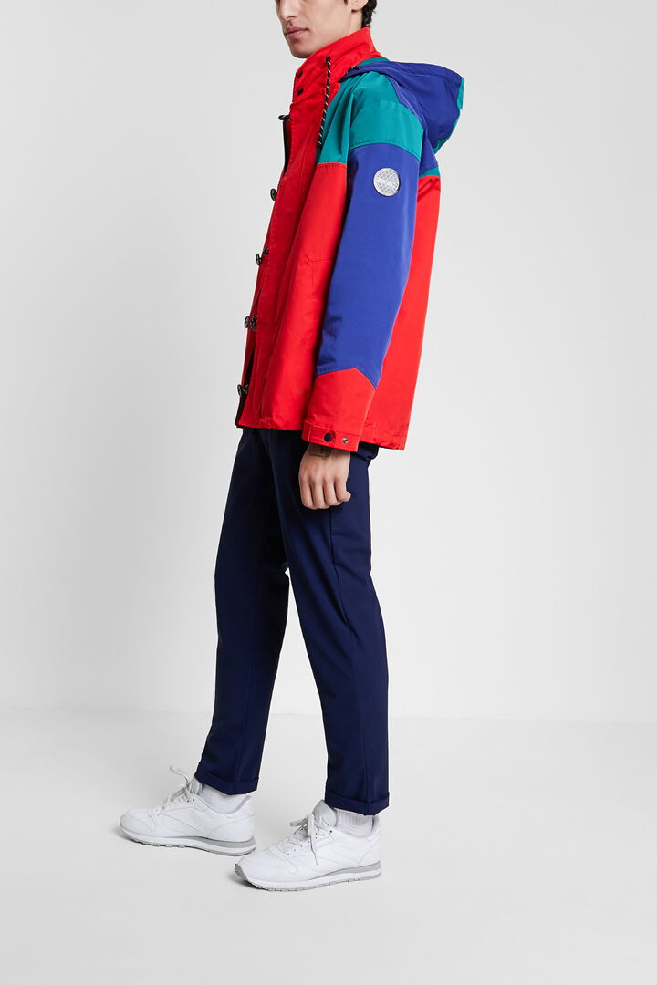 Dreifarbiger wasserdichter Parka mit Kapuze | Desigual