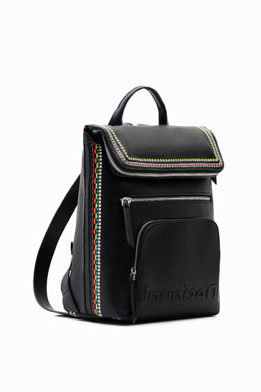 Motxilla mitjana solapa brodats | Desigual