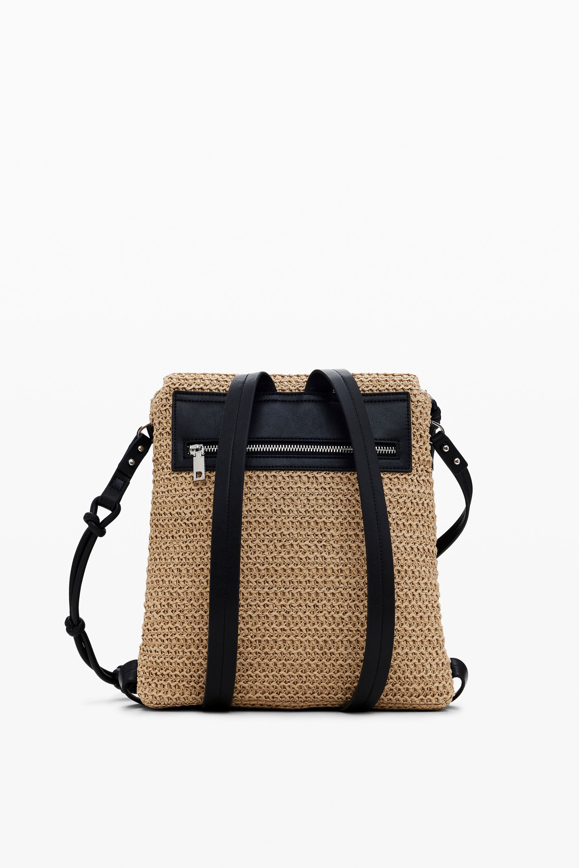 Desigual Small Raffia Backpack In White