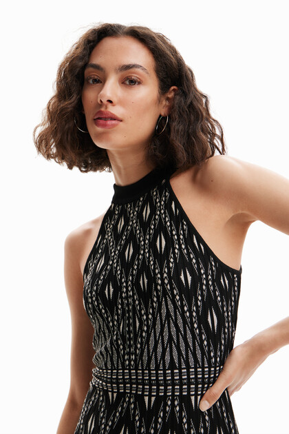 Short geometric knit dress