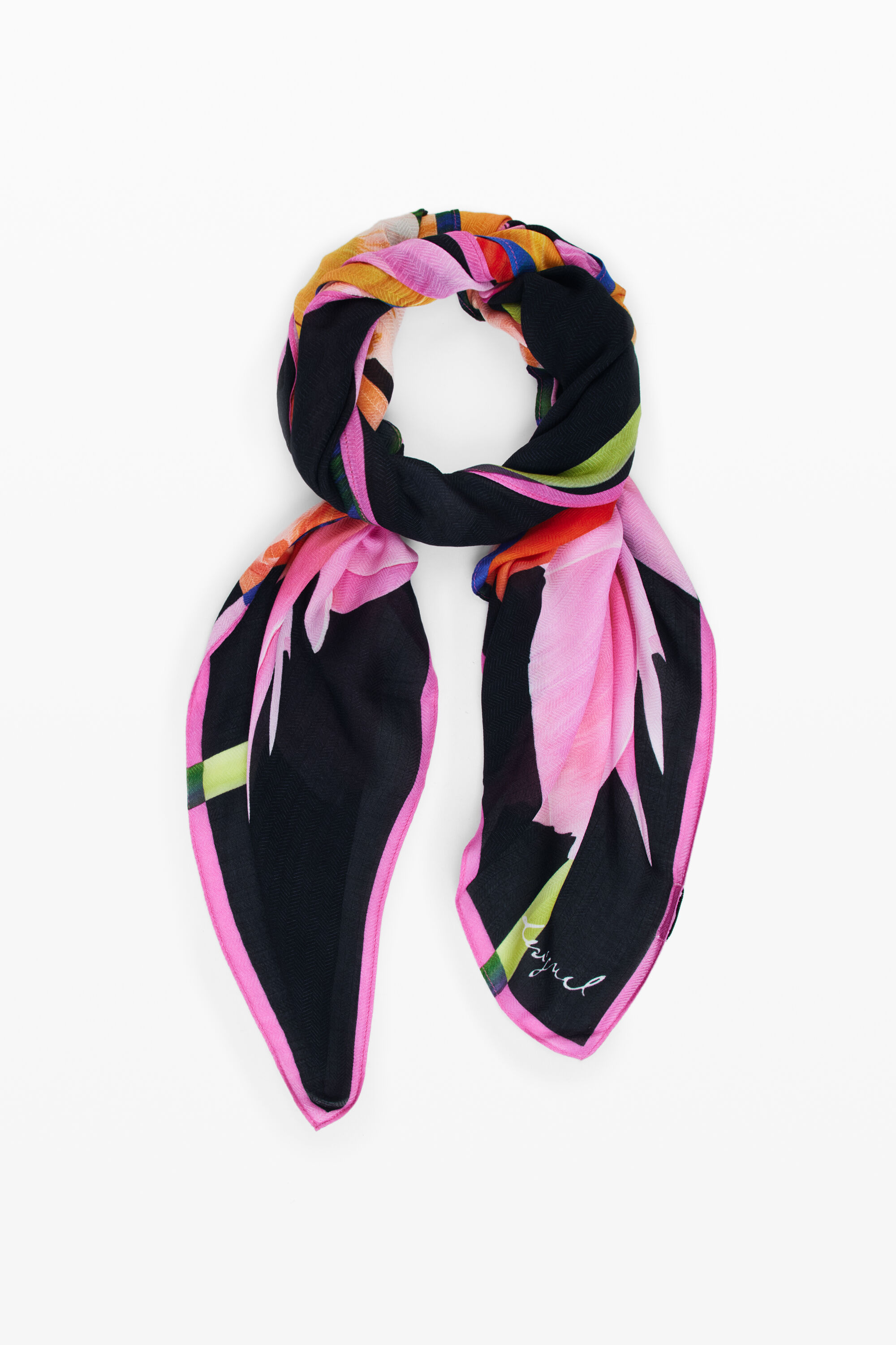 Desigual, Foulard lilie, Viskose, Schwarz, U