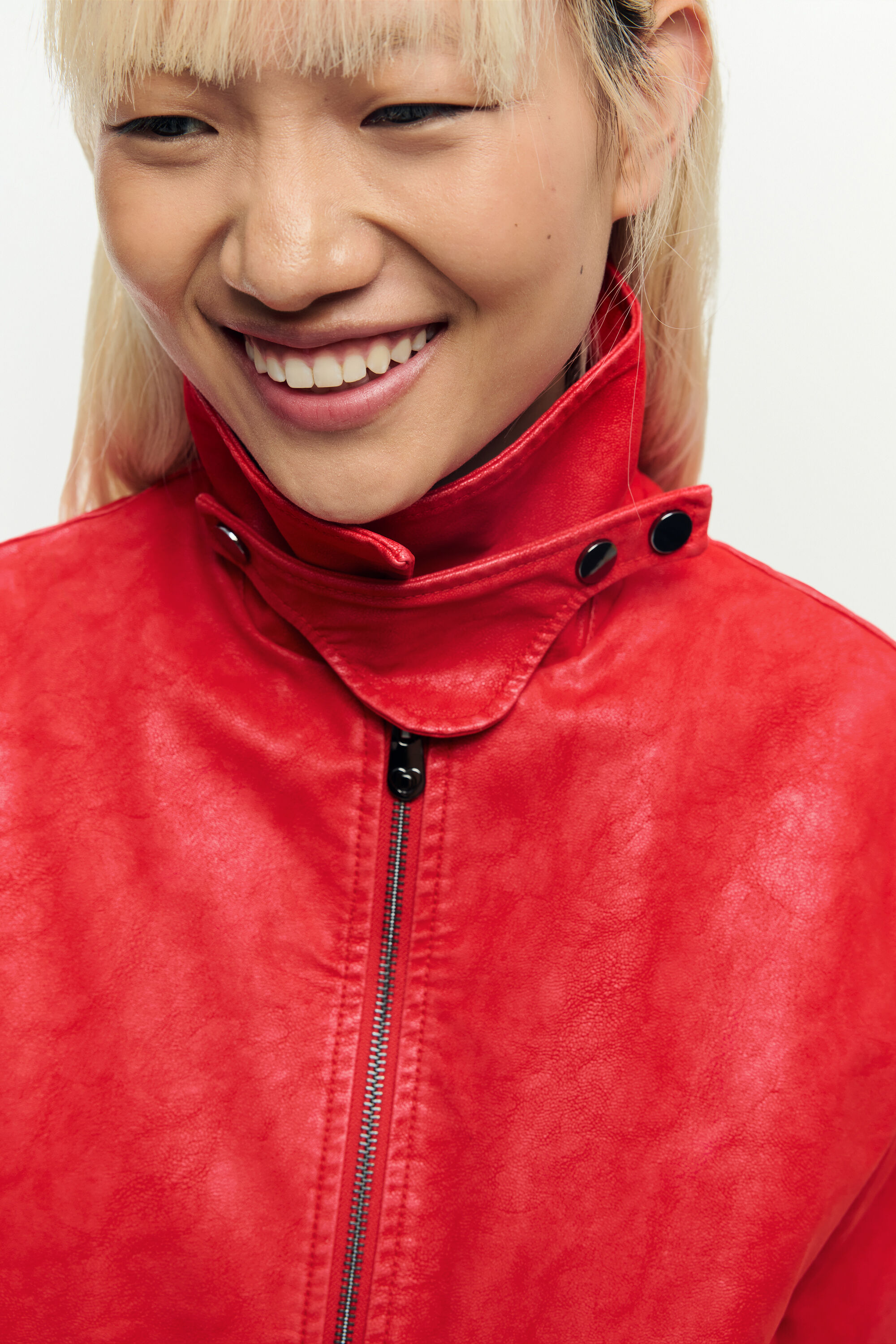 Red faux leather jacket red Women's I Desigual.com