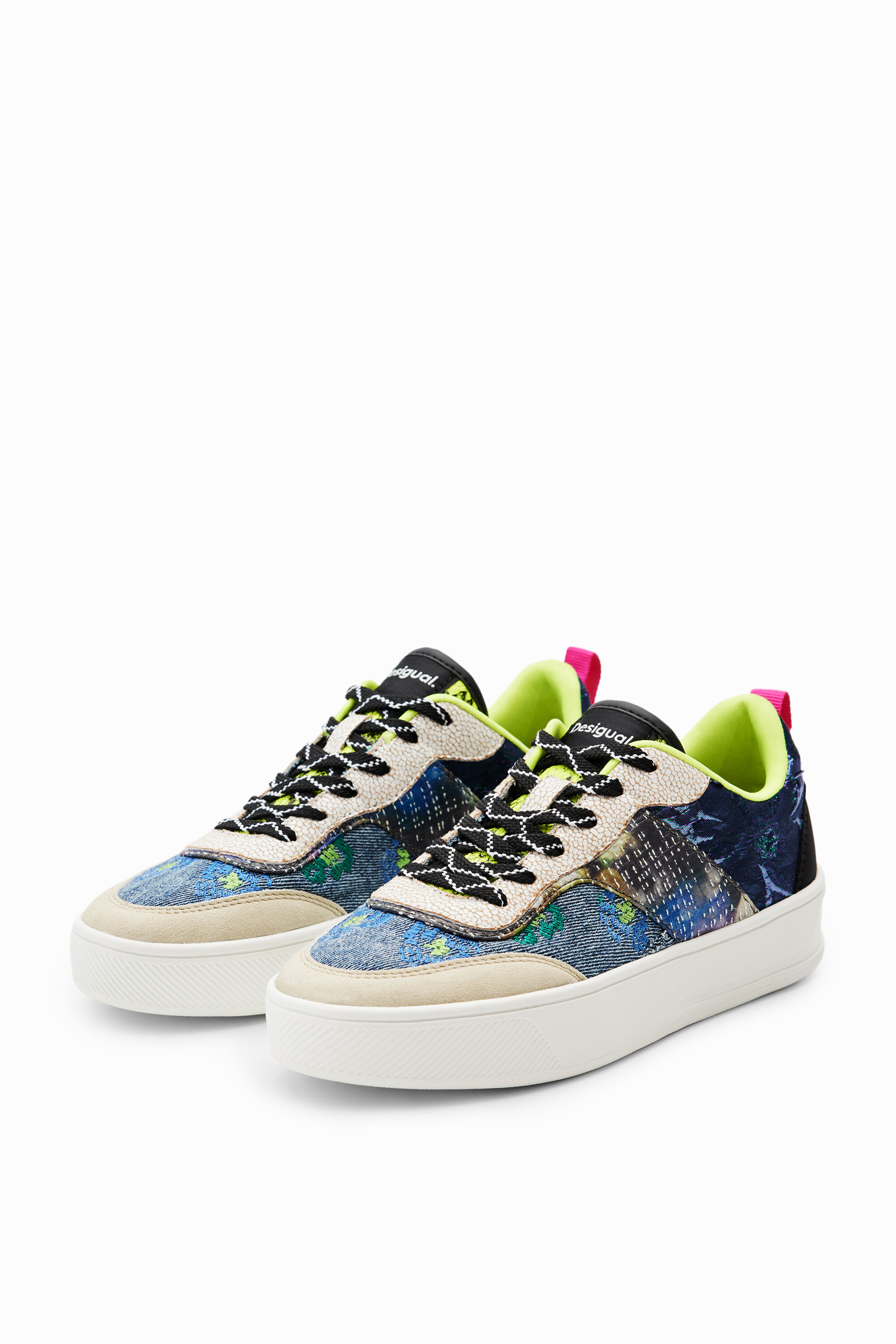 Patchwork platform sneakers - MATERIAL FINISHES - 38