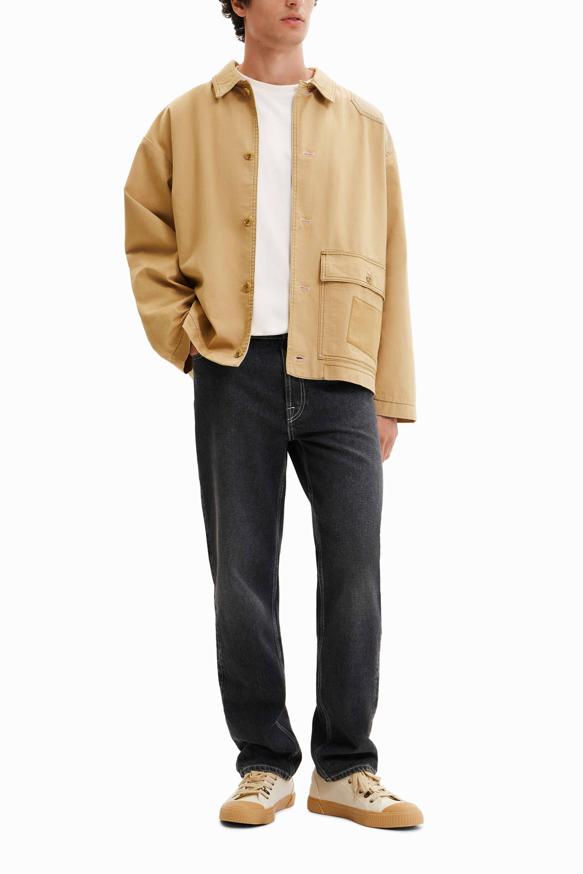 Worker jacket met patch - WHITE - XL