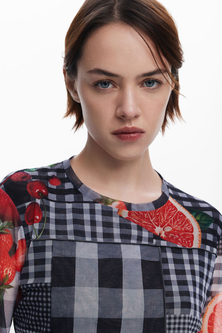 Vichy tulle fruit T-shirt | Desigual