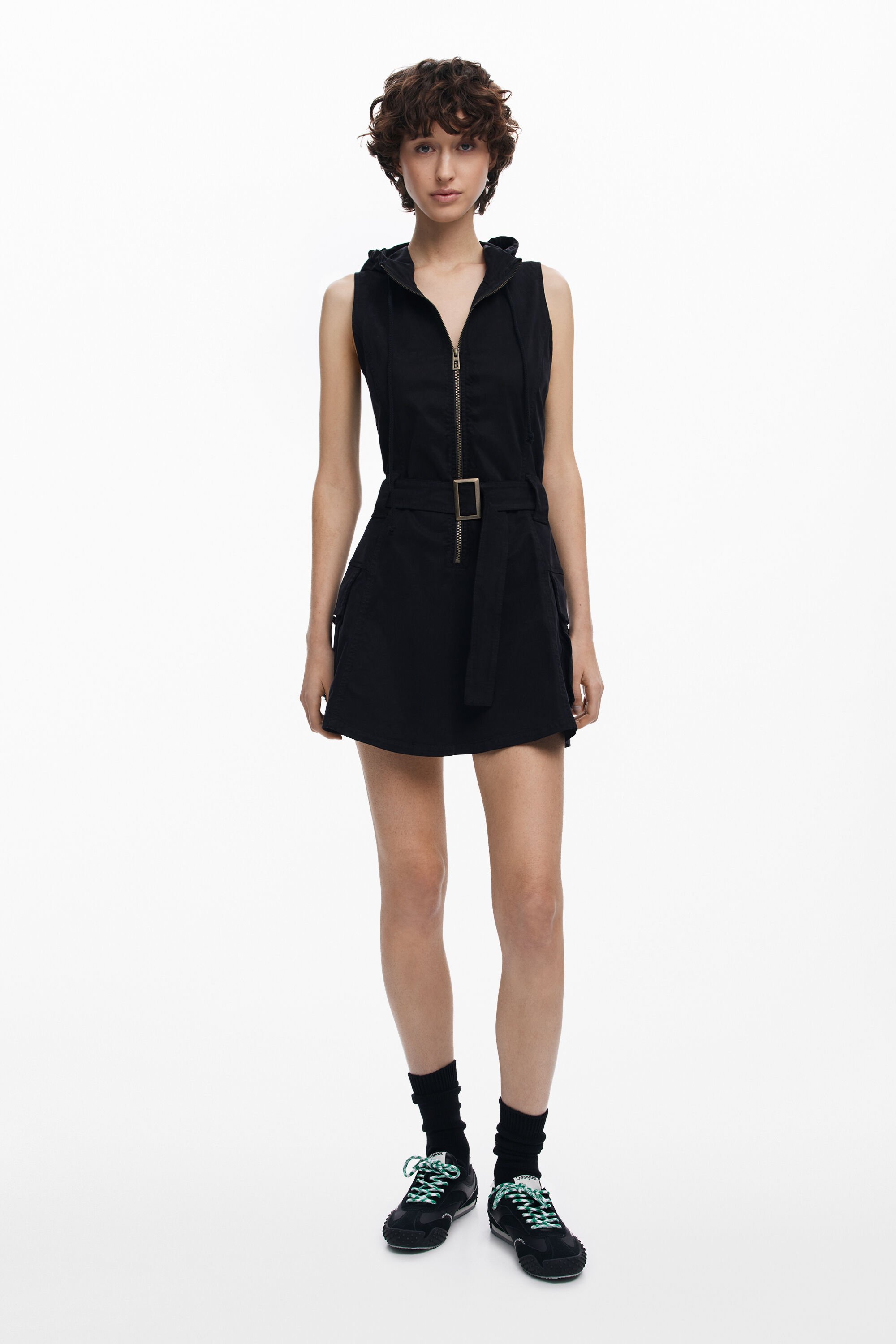Utility dress with hood