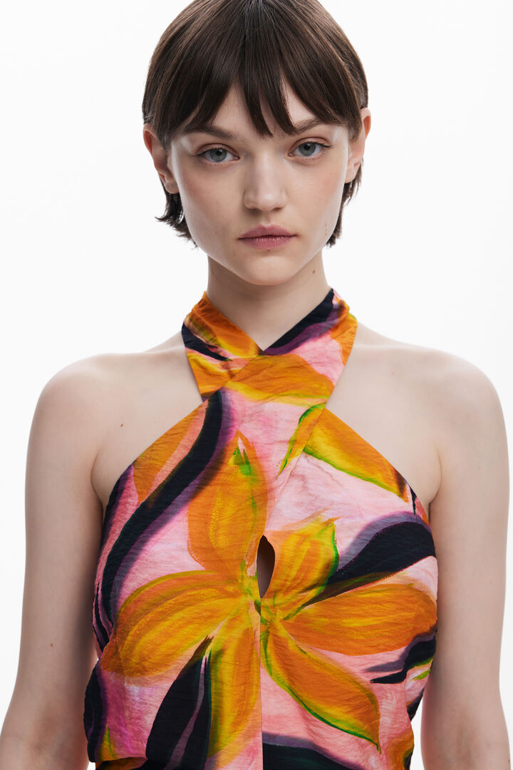 T-shirt à fleurs croisées | Desigual