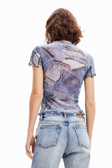 Tulle patchwork denim T-shirt | Desigual