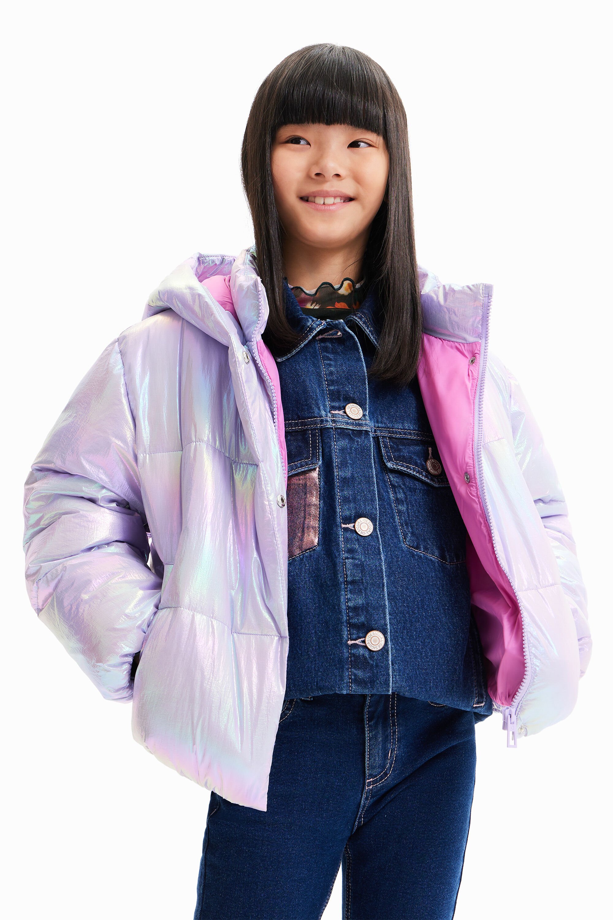 Desigual Iridescent quilted jacket