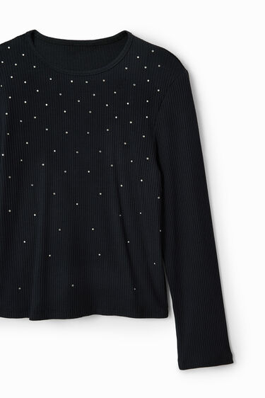 Camiseta canalé strass | Desigual