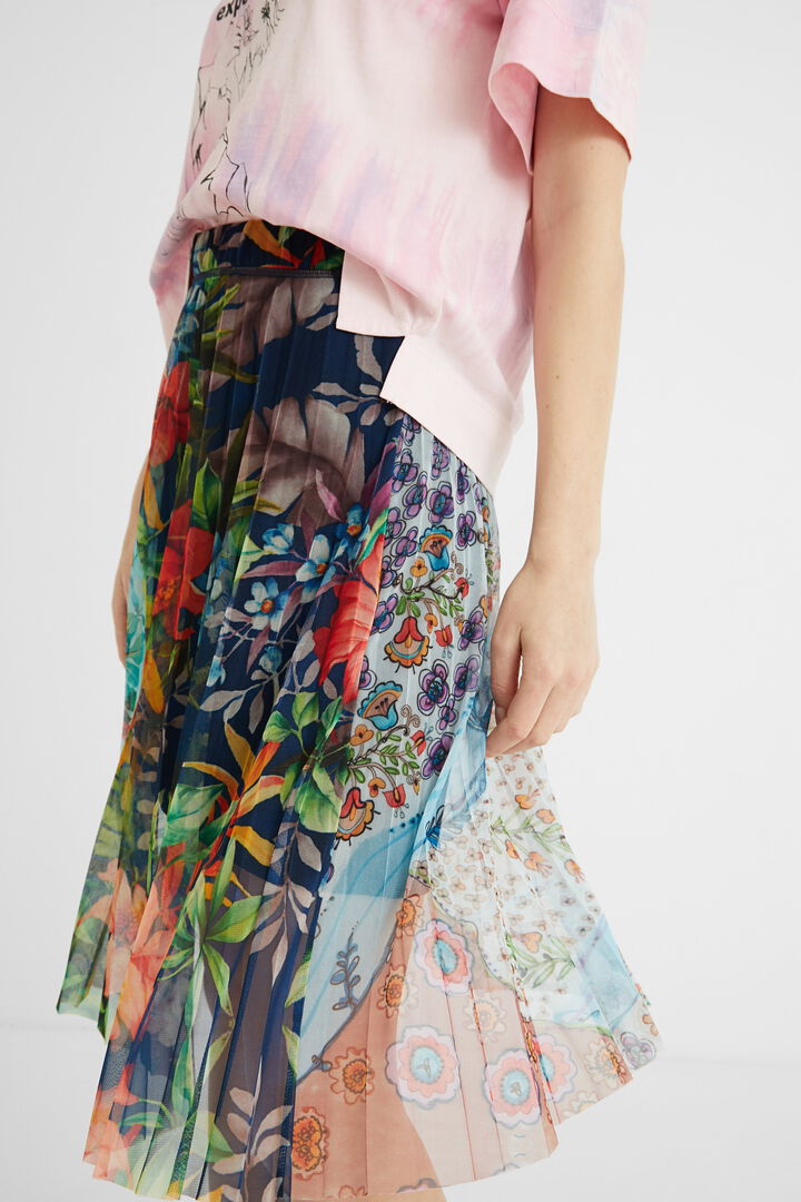 Falda midi plisada floreada | Desigual