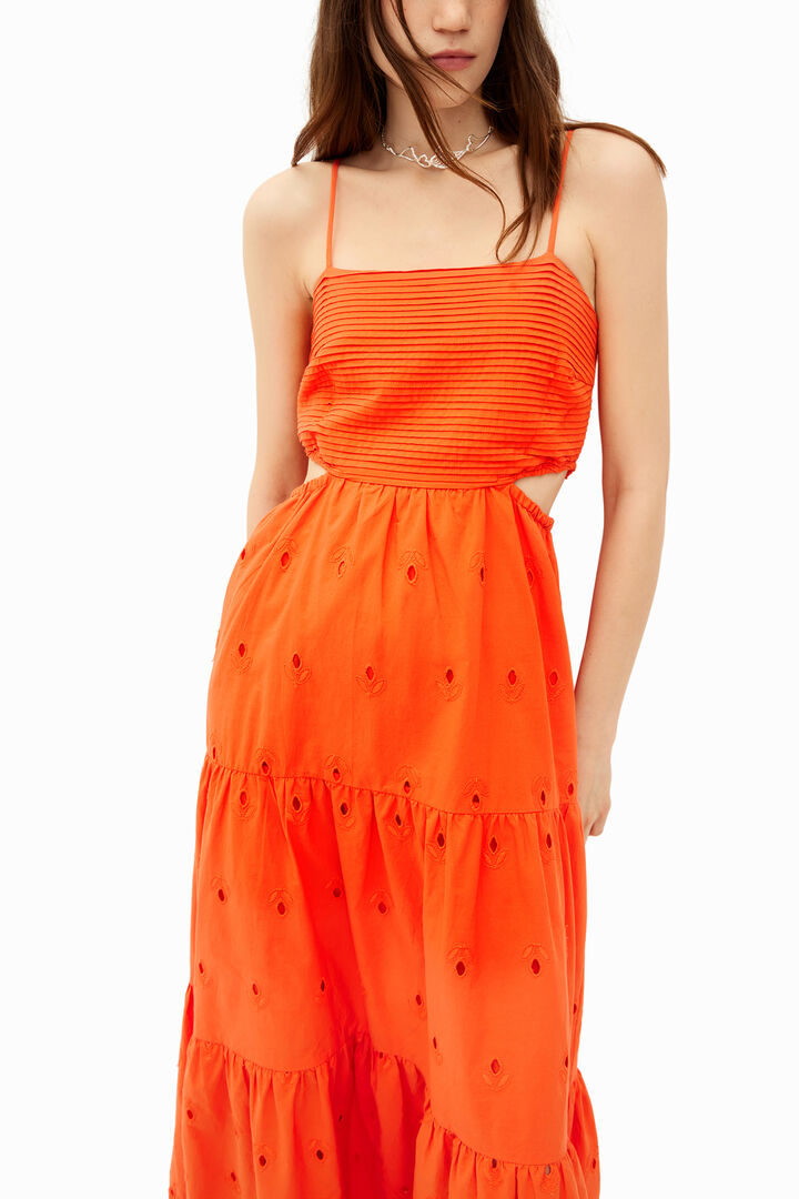 Vestido largo bordados cut-outs | Desigual