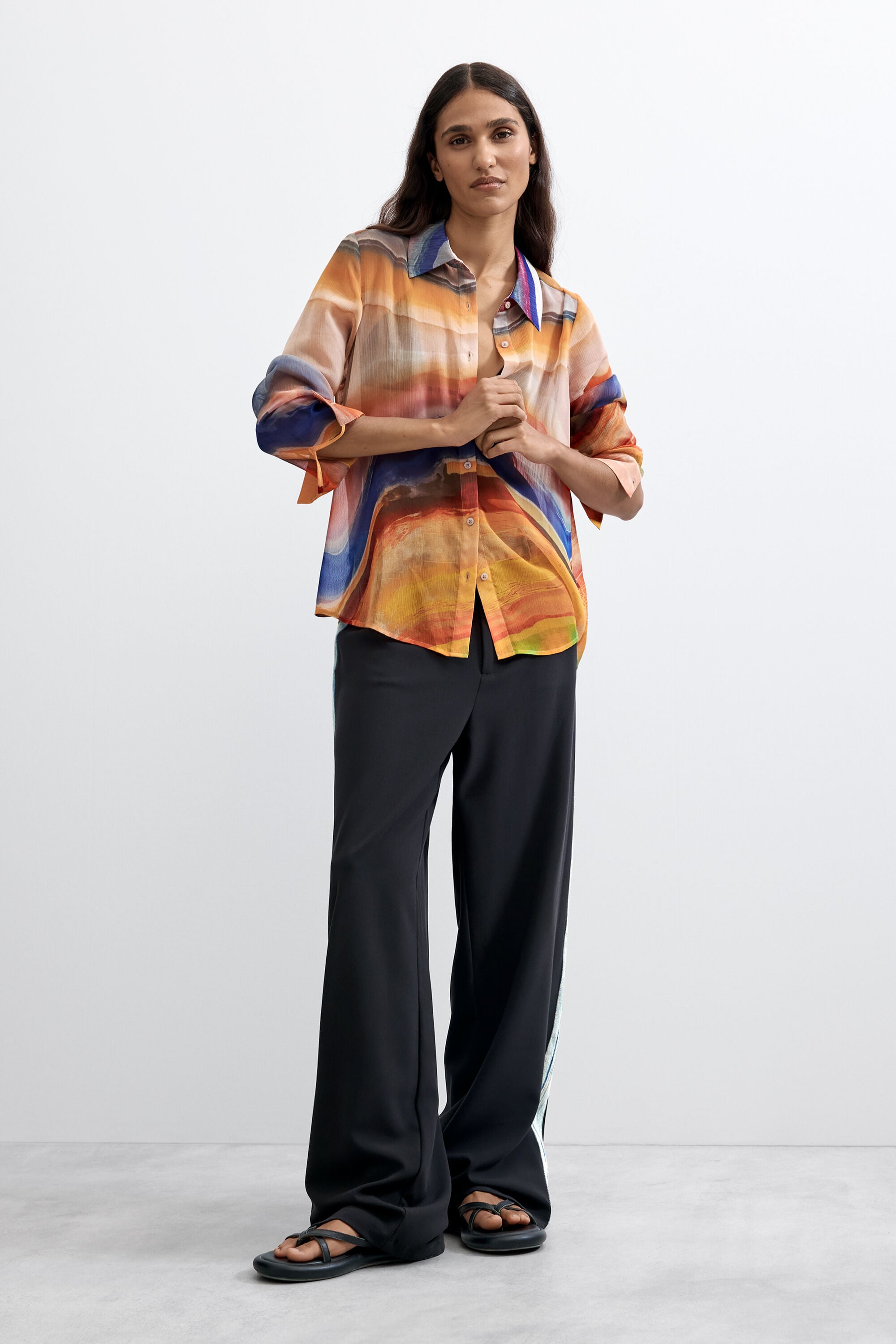 プリント長袖ブラウス オレンジ 女性用 I Desigual.com