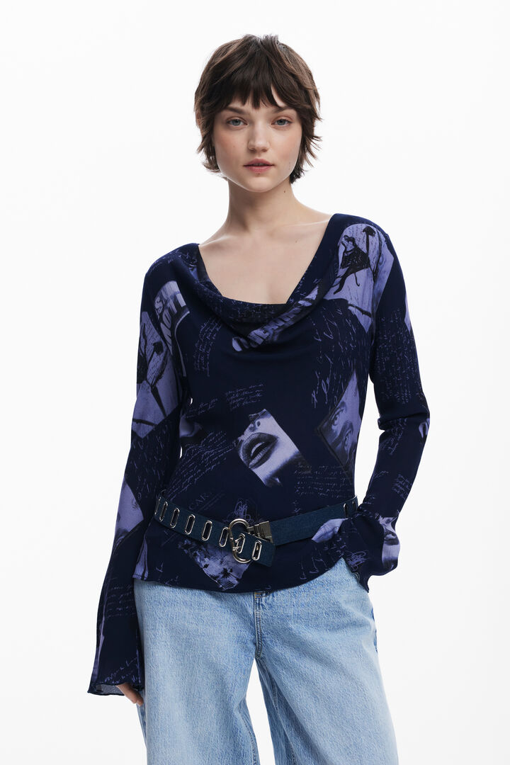 Asymmetric collage blouse