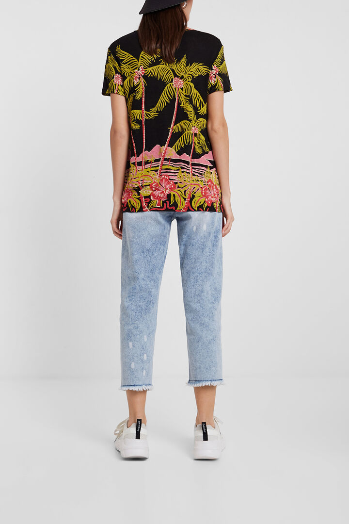 Hawaiian design linen T-shirt | Desigual