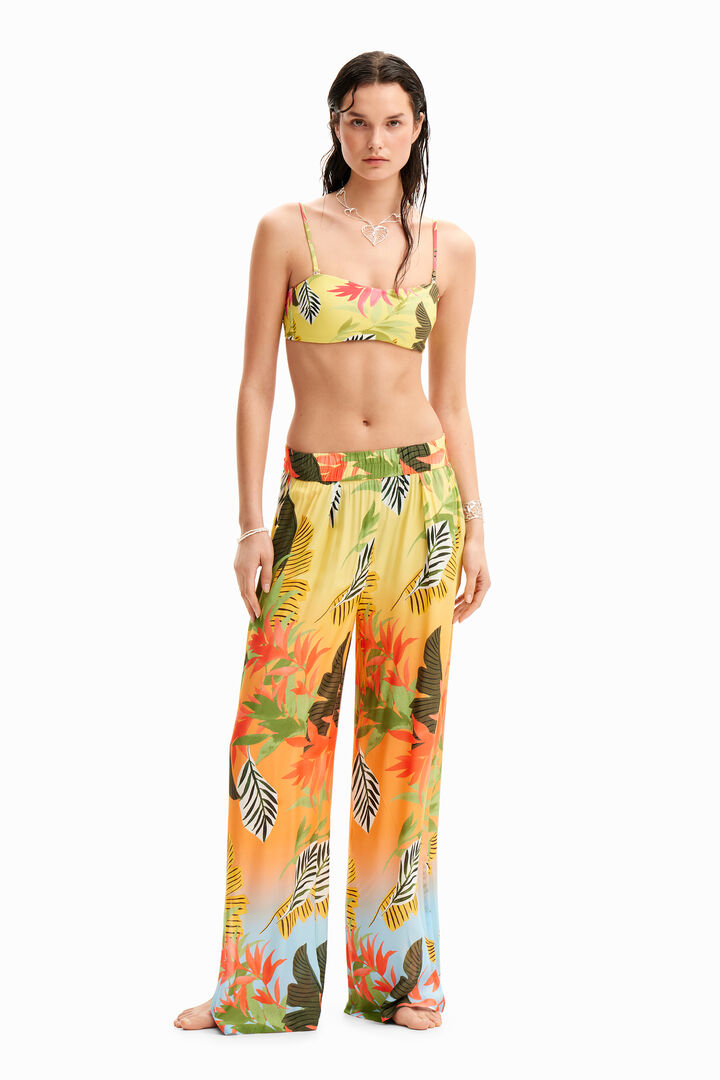 Pantalon wide leg tropical