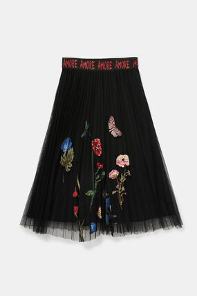 Pleated skirt tulle flowers