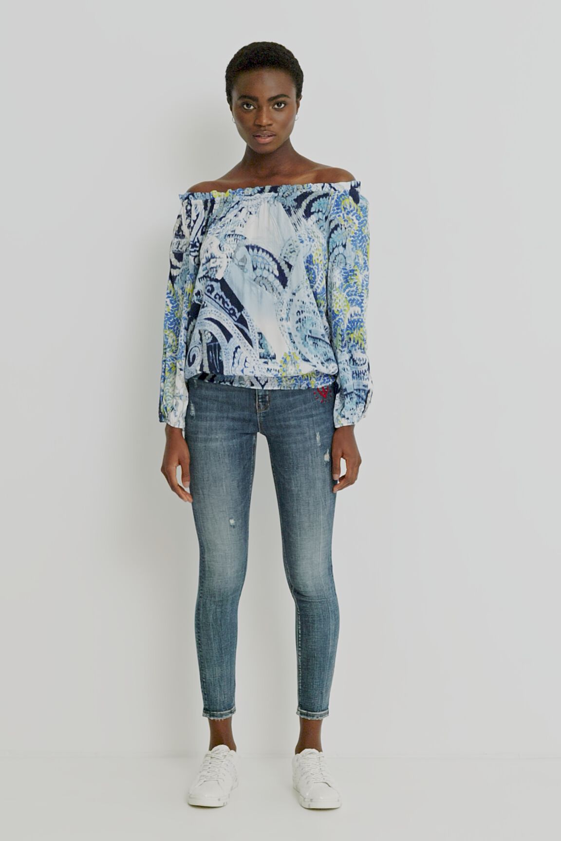 Blusa cuello barco cheap