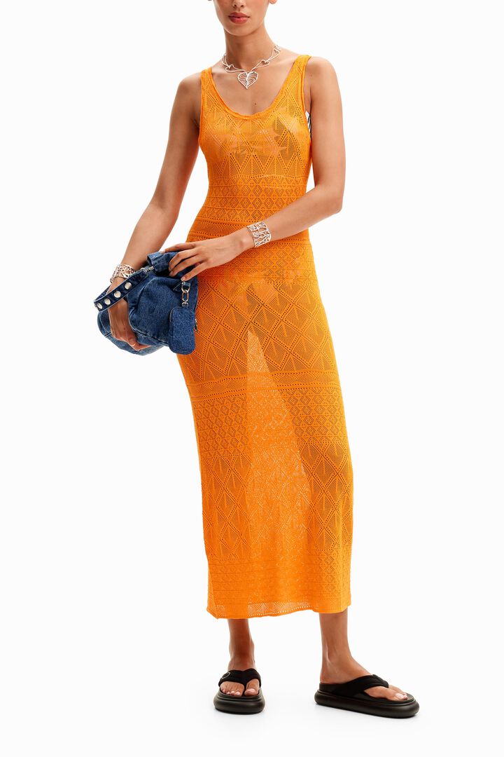 Strappy openwork midi dress | Desigual