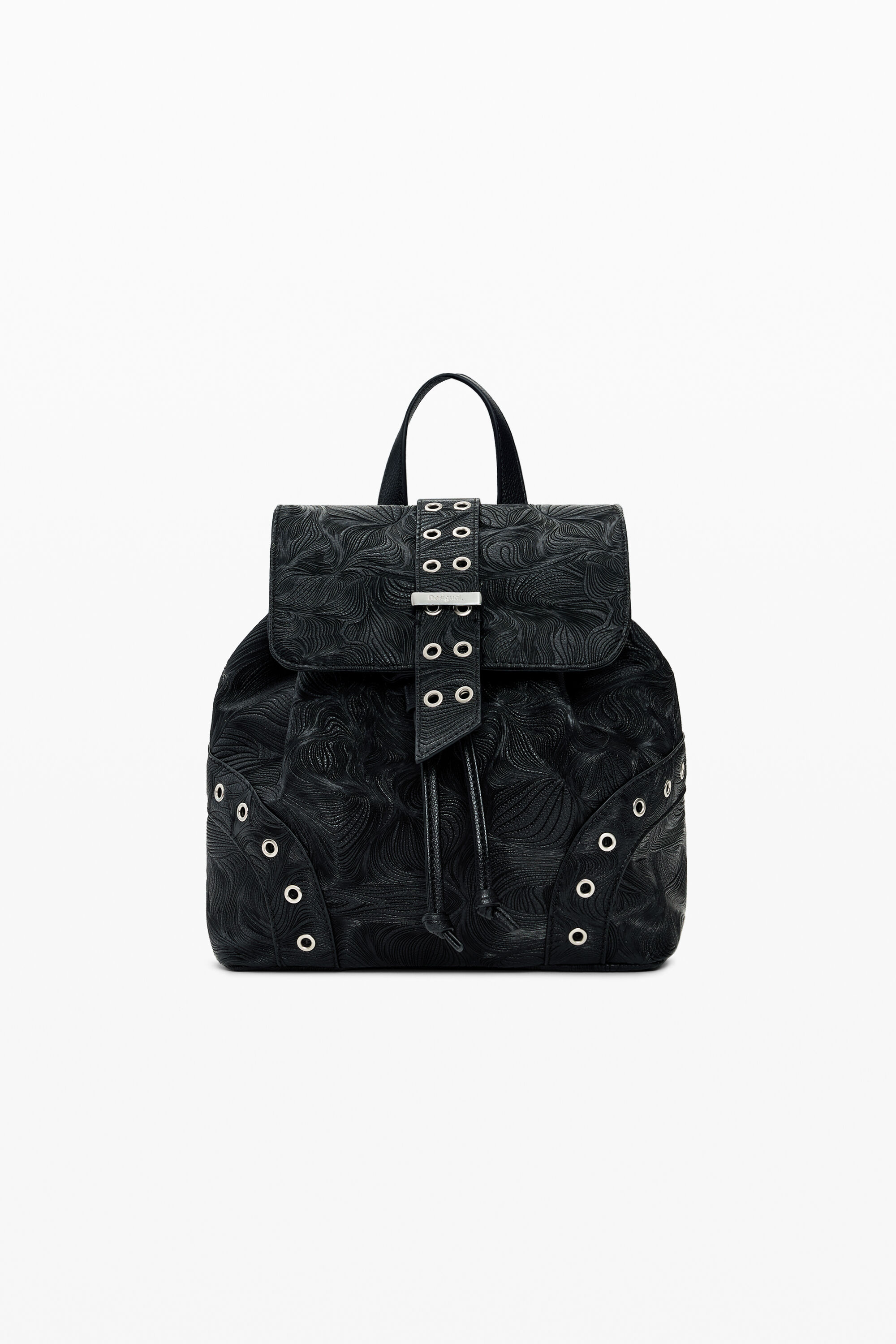 Desigual, Kleine Rucksack mit Lochmuster, Damen, Polyurethan, Schwarz, U