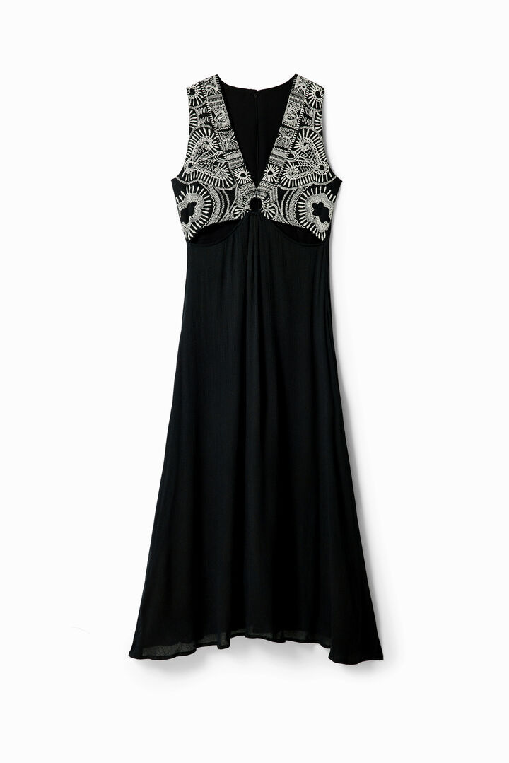 Long embroidered cut-out dress