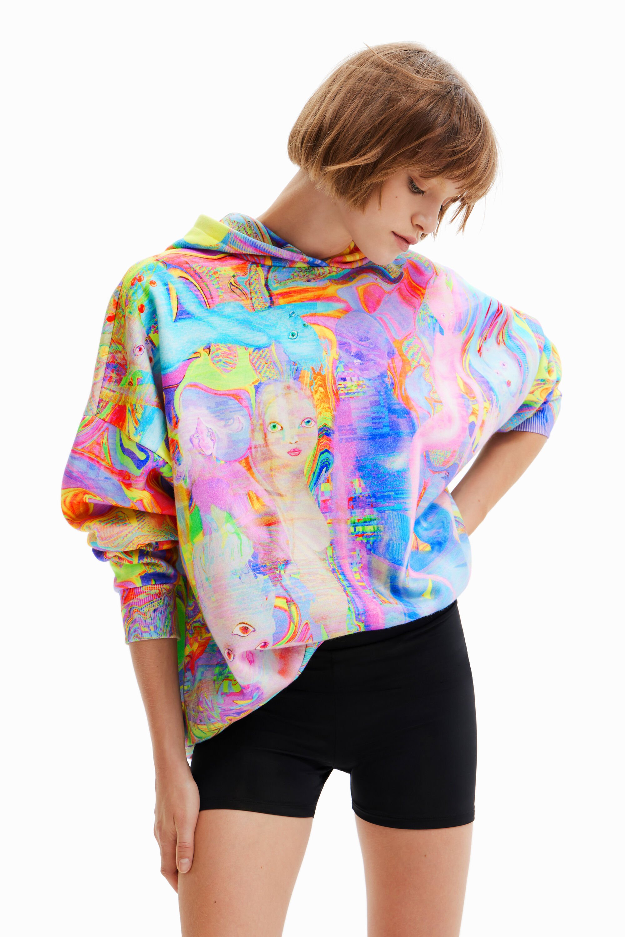 Shop Desigual María Escoté Oversize Spirits Hoodie In Material Finishes