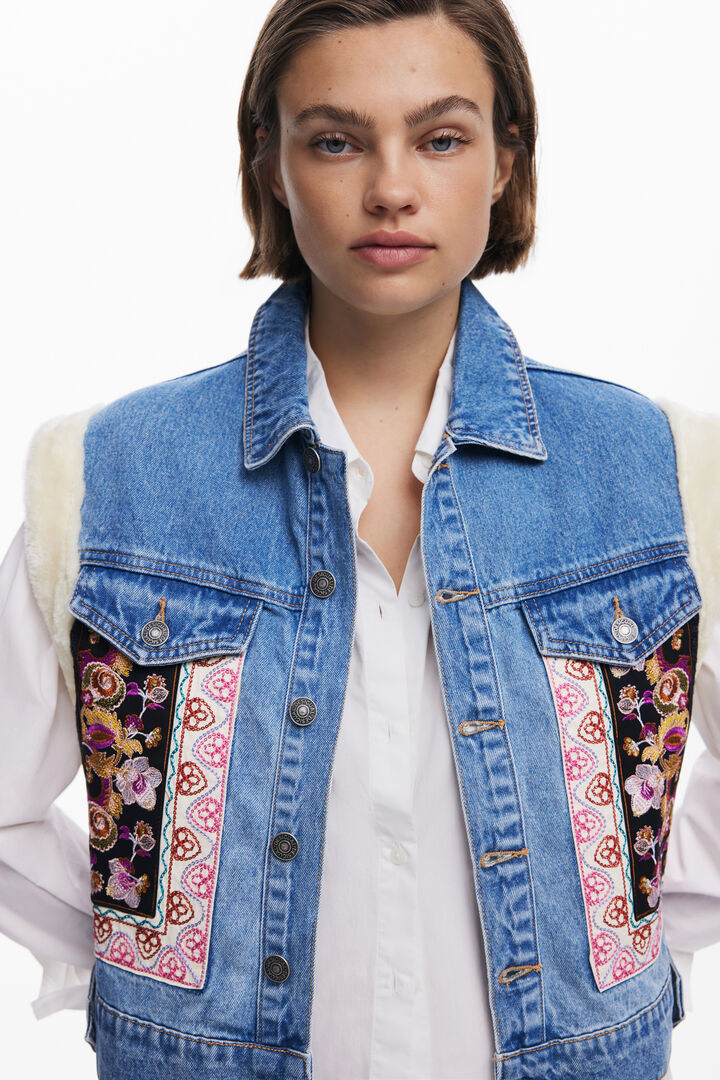 Jeansweste mit Lammfell | Desigual