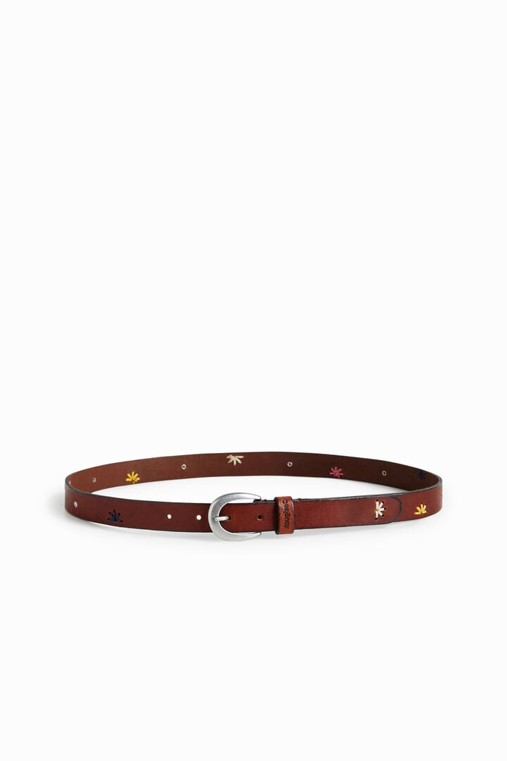 Embroidered leather belt