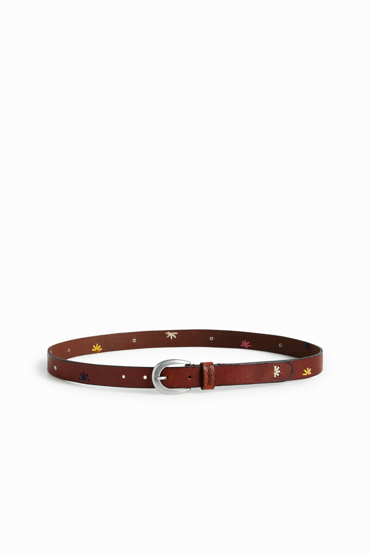 Leren riem met borduursel