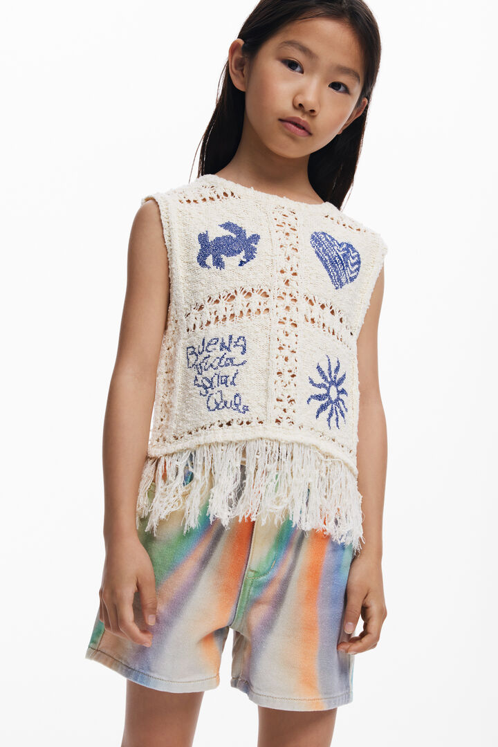 Crochet sweater with fringes | Desigual