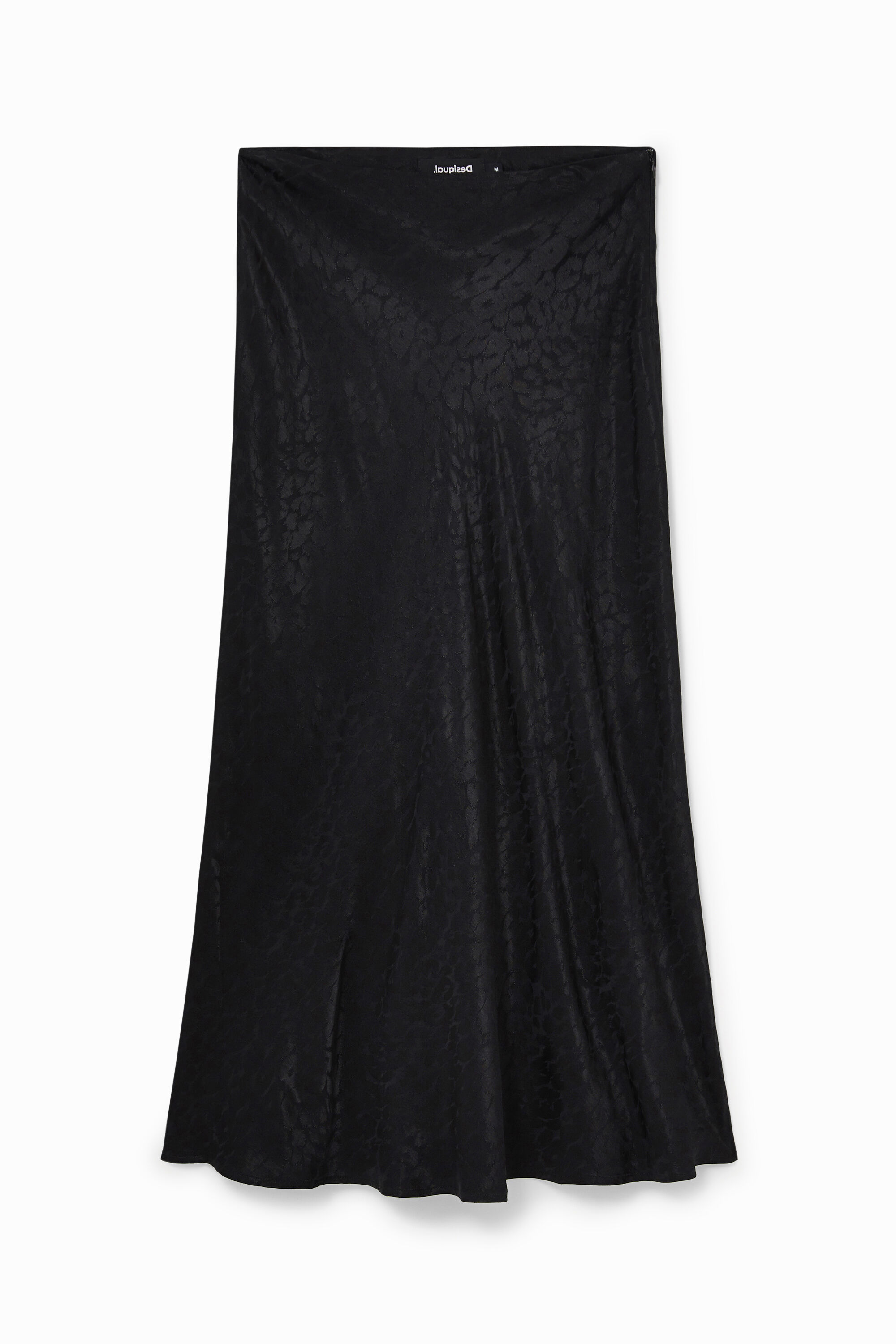 Textured motif midi skirt - BLACK - S
