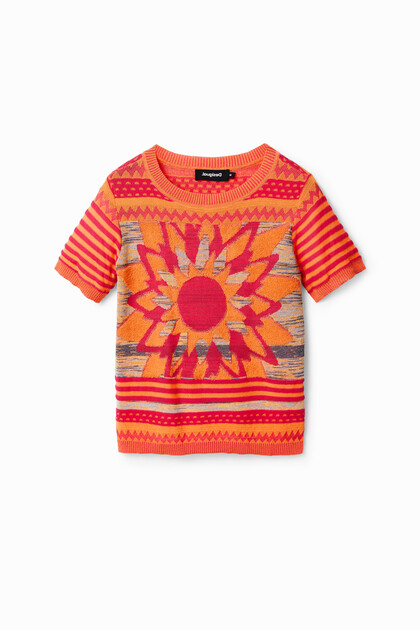 T-shirt fleur maille