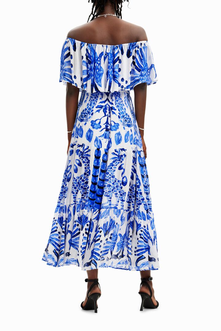 Long dress with ruffle by Stella Jean. | Desigual