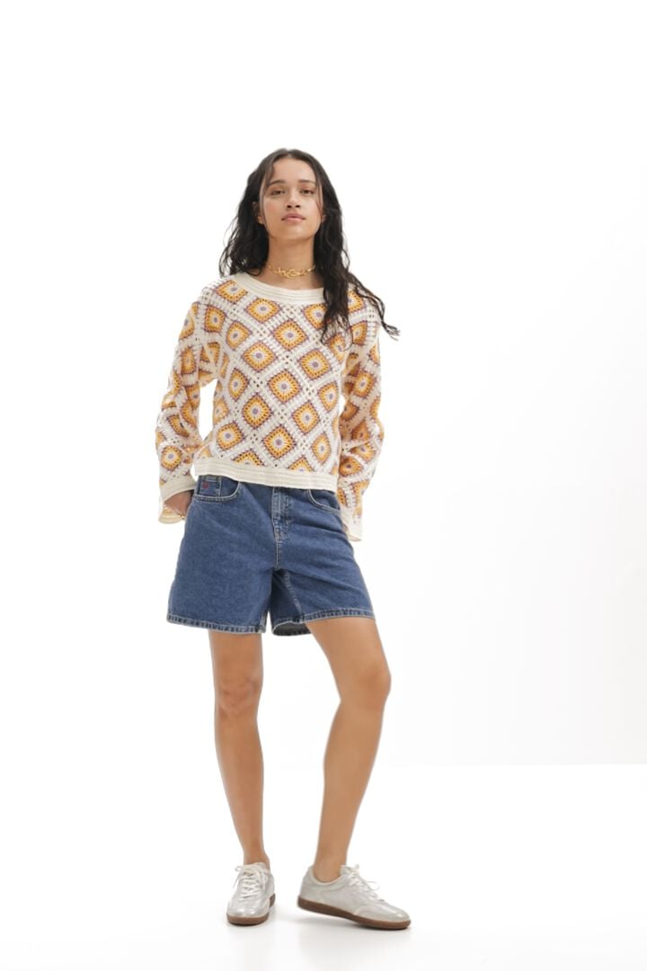 Crochet jumper with geometric patterns | Desigual