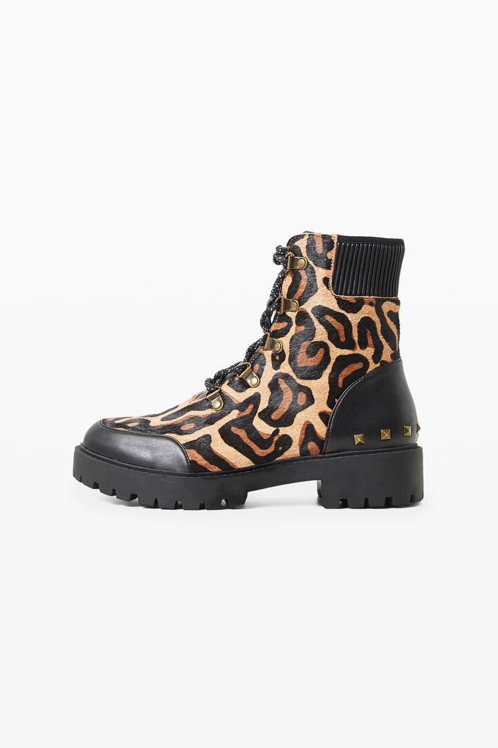 Animal print leather boots