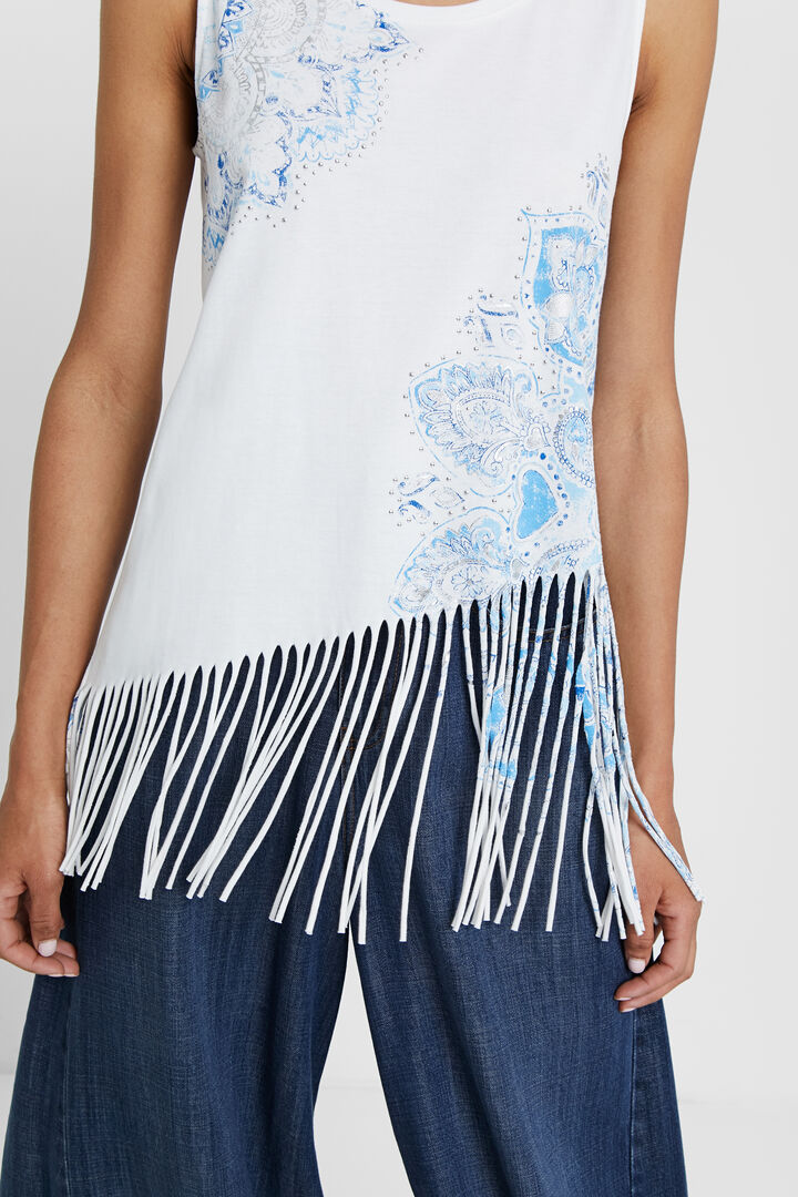 Floral T-shirt with fringe | Desigual
