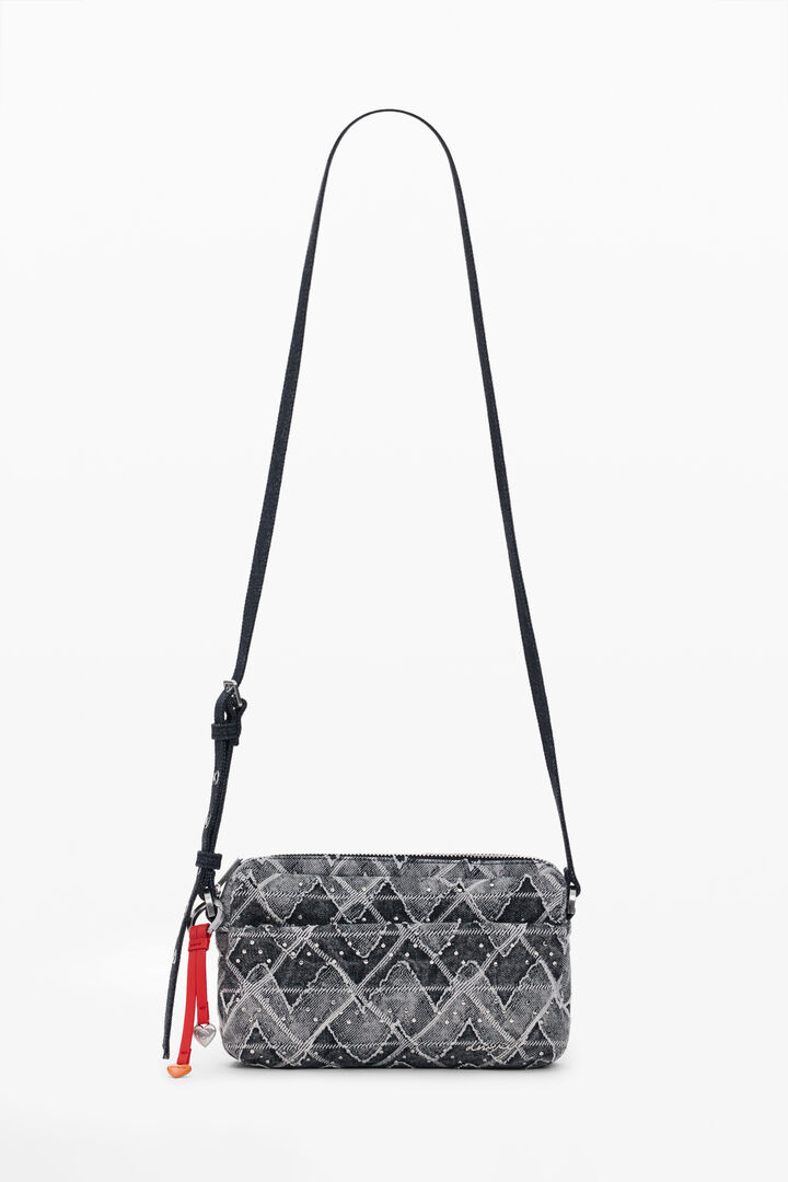 Denim zigzag crossbody wallet
