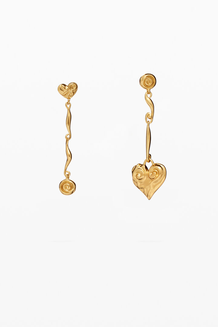 Asymmetric heart earrings gold-plated Zalio | Desigual