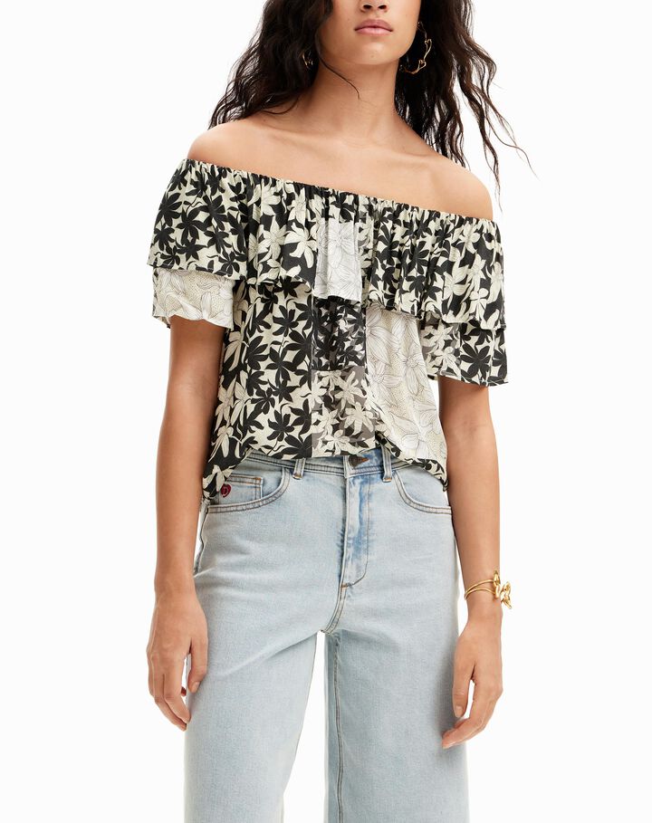 Patchwork floral ruffle blouse | Desigual
