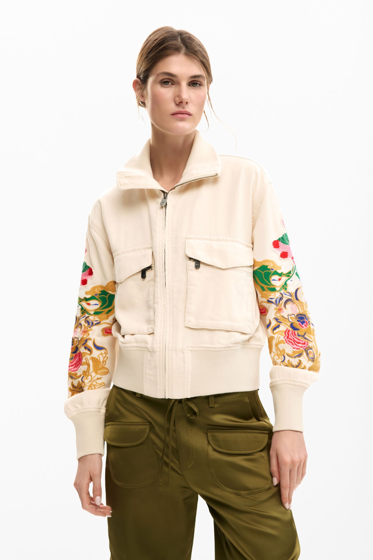 花柄パッチジャケット ホワイト 女性用 I Desigual.com