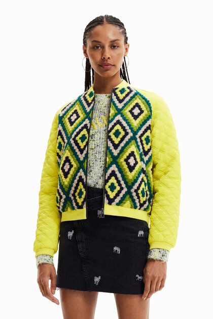 Crochet-effect padded jacket