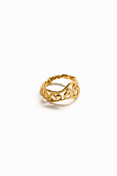 Anillo mensaje baño oro Zalio | Desigual