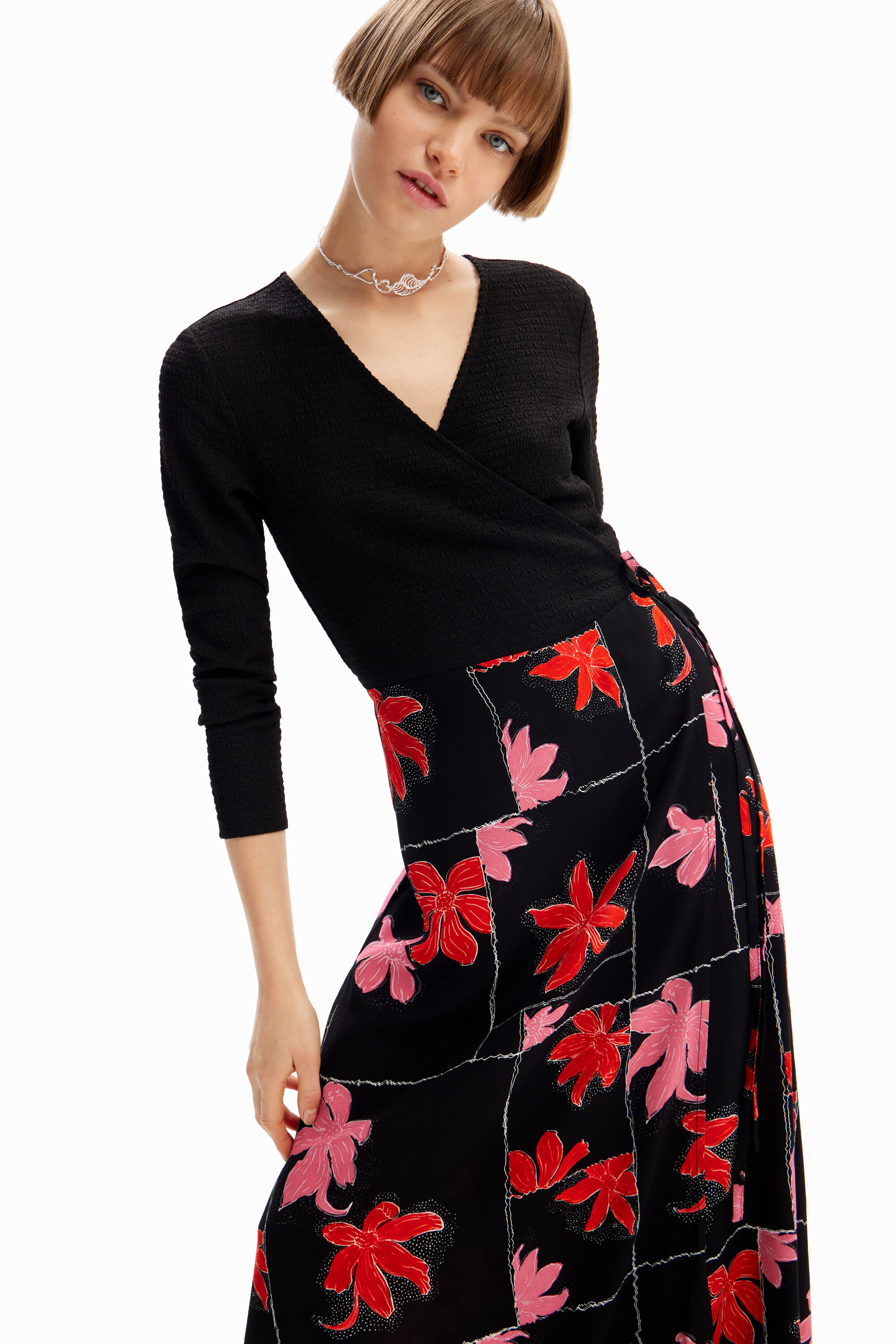 Desigual Floral wrap midi dress