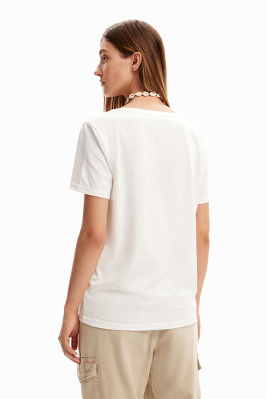 Camiseta cuello pico flor | Desigual