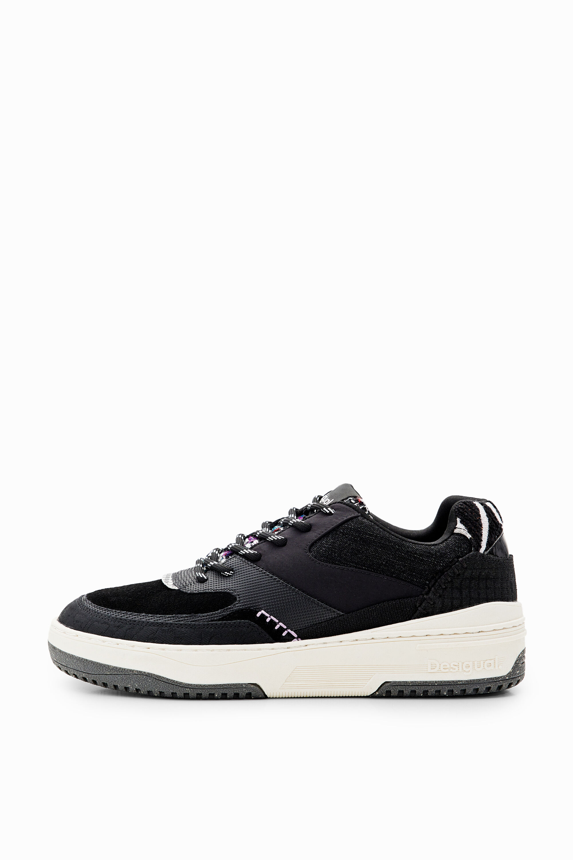 Retro chunky patchwork sneakers - BLACK - 39