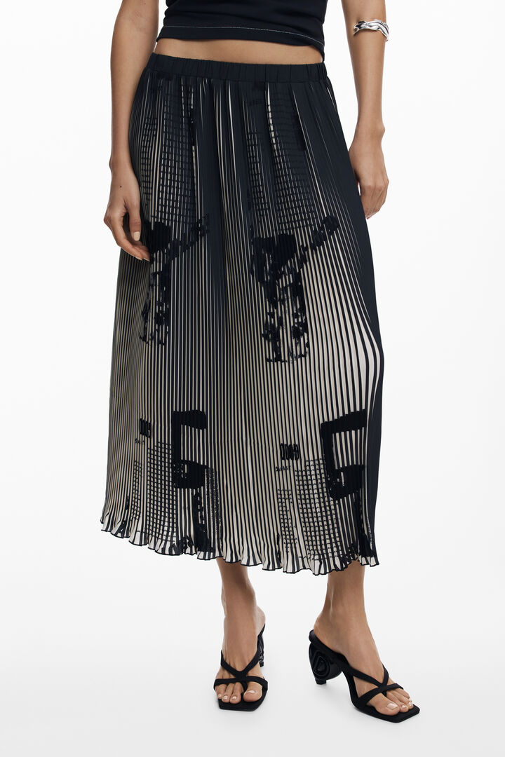 Newspaper texture midi skirt | Desigual